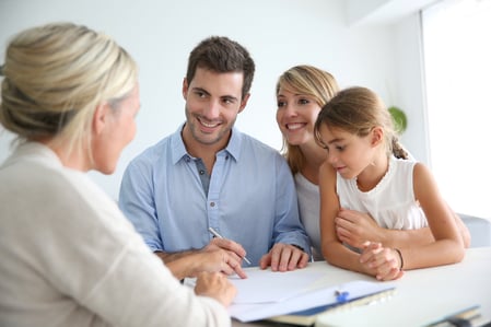 Family meeting real-estate agent for house investment